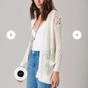 NWT Anne Fontaine Viana White Tunic Length Crochet Cardigan -Delicate Lace M